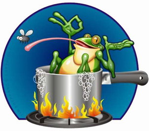 Slow boiling of a frog