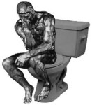 Thinker on toilet